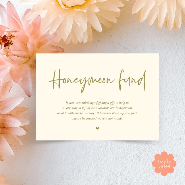 Carte D'accompagnement Fonds de lune de miel mariage (Wedding Honeymoon Wish Fund Cash Enclosure Card in Yellow Gold)