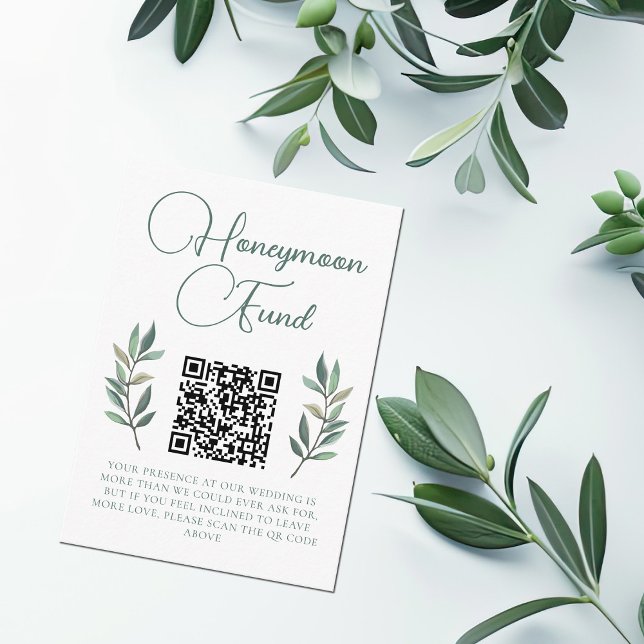 Carte D'accompagnement Fonds de lune de miel Mariage de feuilles Eucalypt (Créateur téléchargé)