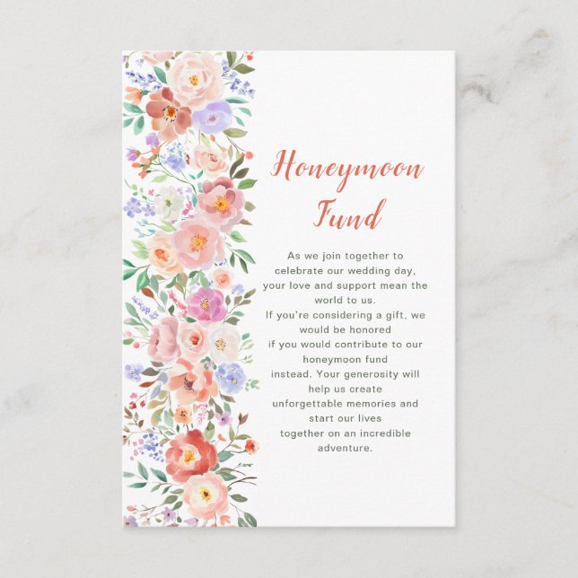 Carte D'accompagnement Fonds de lune de miel Mariage pour les fleurs flor (Devant)