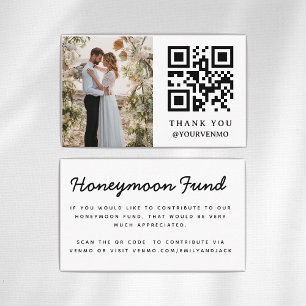 Carte D'accompagnement Fonds de lune de miel Venmo Code QR Mariage