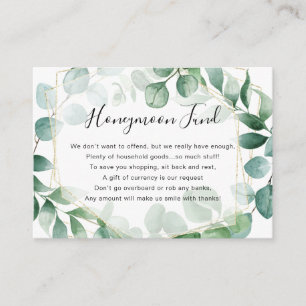 Carte D'accompagnement Fonds Eucalyptus Green and Gold Frame Lune de miel