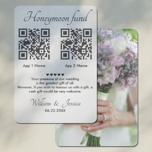 Carte D'accompagnement Fonds Lune De Miel Avec 2 QR Code Et Photo