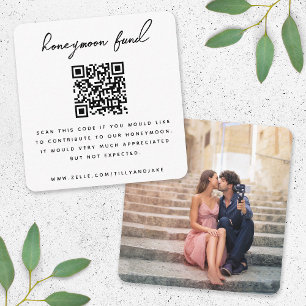 Carte D'accompagnement Fonds Lune de Miel Code QR Mariage Photo Minimal B