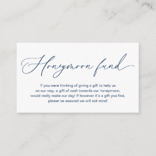 Carte D'accompagnement Fonds mariage Lune de Miel, Cadeaux en Espèces bie