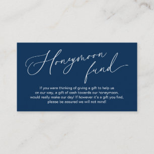 Carte D'accompagnement Fonds mariage Lune de Miel, Cadeaux en Espèces bie