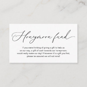 Carte D'accompagnement Fonds mariage Lune de Miel, Cadeaux en Espèces bie