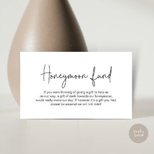 Carte D'accompagnement Fonds pour lune de miel mariage, Script manuscrit 