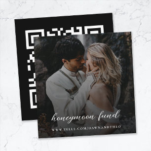 Carte D'accompagnement Fonds pour lune de miel QR Code Elegant Mariage