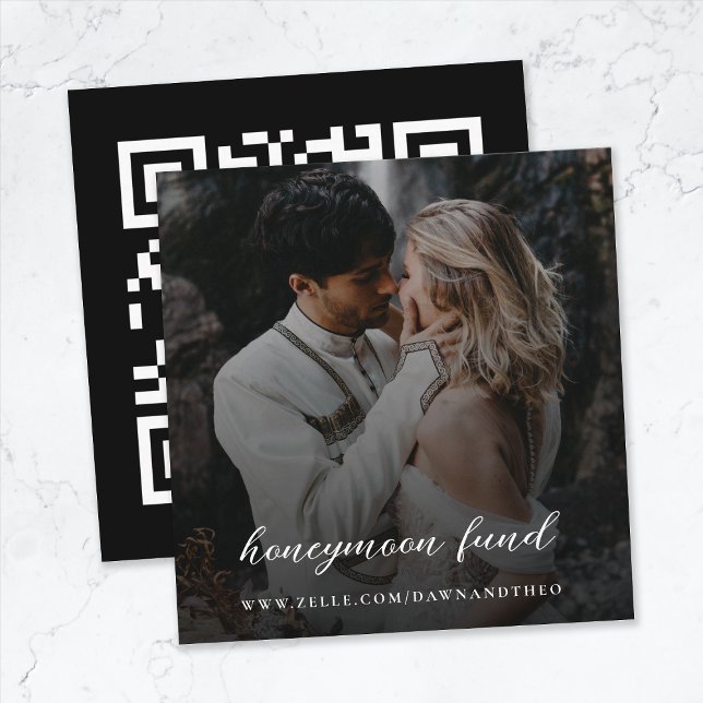 Carte D'accompagnement Fonds pour lune de miel | QR Code Elegant Mariage  (Créateur téléchargé)