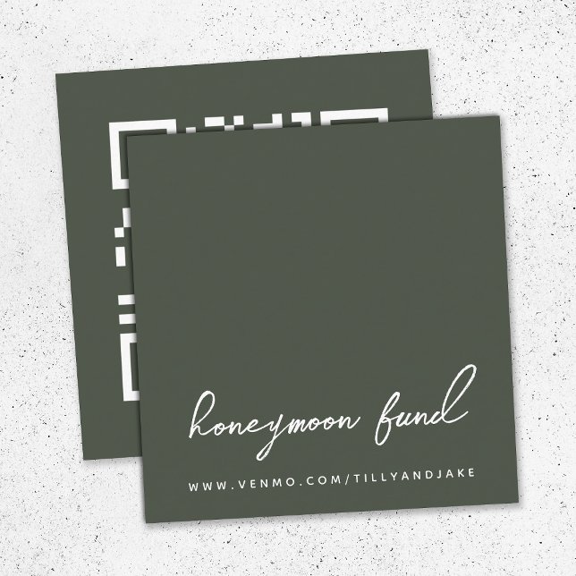 Carte D'accompagnement Fonds pour lune de miel | QR Code Mariage Olive Gr (Créateur téléchargé)