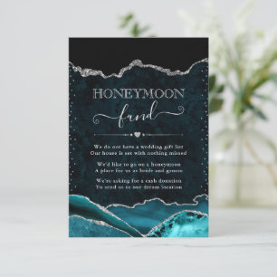 Carte D'accompagnement Fonds turquoise et Silver Agate Mariage Honeymoon