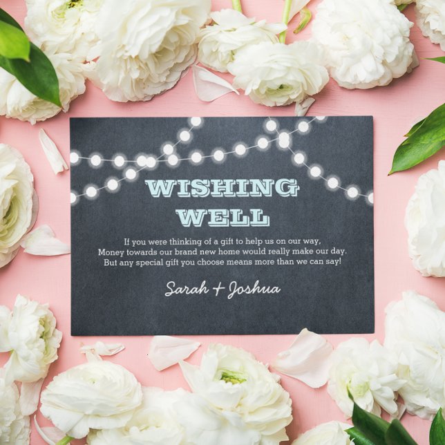 Carte D'accompagnement Fontaine à souhaits de mariage Aqua Chalkboard (Créateur téléchargé)