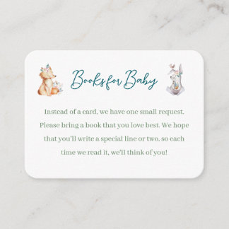 Carte D'accompagnement Forest Animal Woodland Baby Shower Book Request