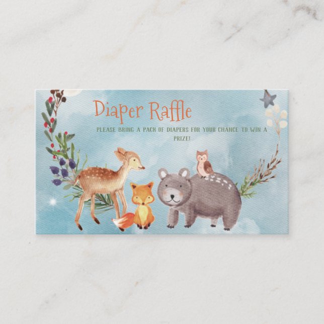 Carte D'accompagnement Forest Friends Hiver Baby shower Déchets Raffle (Devant)