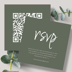 Carte D'accompagnement Forest Green   Code QR   Mariage RSVP
