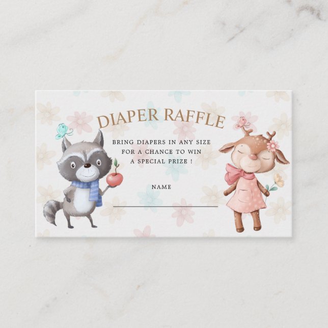 Carte D'accompagnement forêt amis diaper tombole ticket boîtier (Devant)