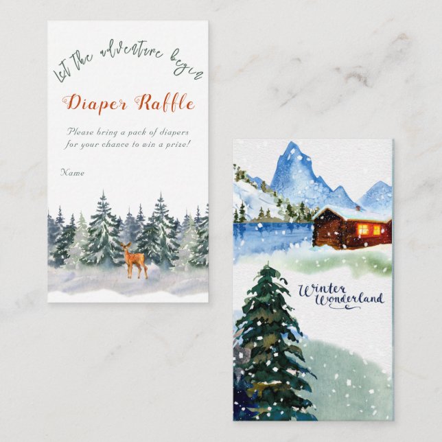 Carte D'accompagnement Forêt d'hiver Animaux boisés Aventure Commencer (Devant / Derrière)