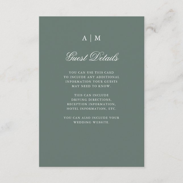Carte D'accompagnement Forêt d'hiver | Pine Green Mariage Détails sur l'i (Devant)