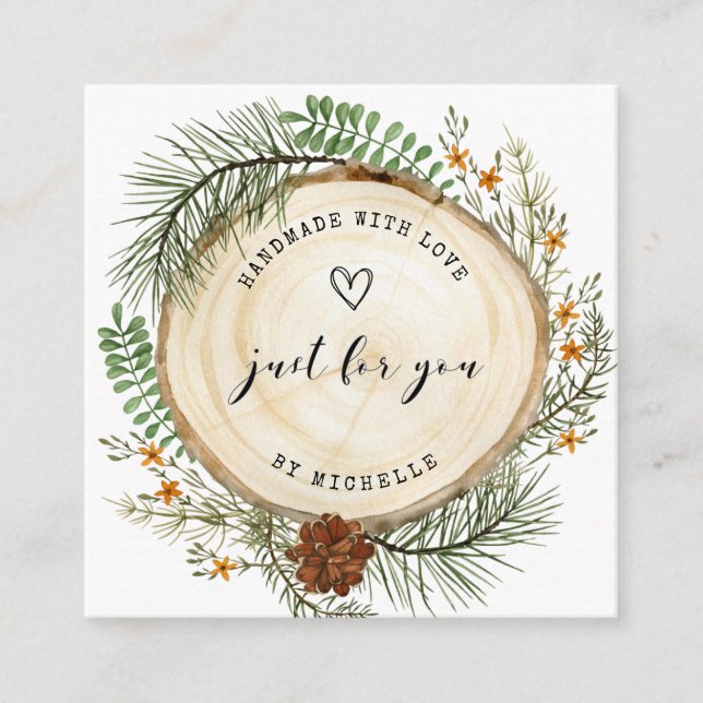 Carte D'accompagnement forêt rustique faite à la main avec script d'amour (Devant)