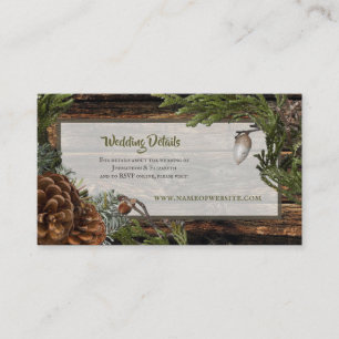 Carte D'accompagnement Forêt rustique Mariage Bois foncé Bouton À feuilla