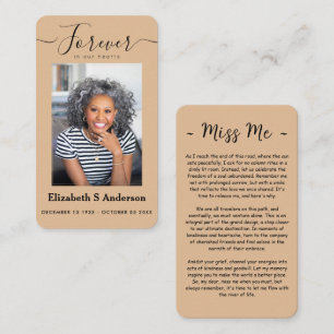 Carte D'accompagnement Forever in Our Hearts Photo Funeral Prayer Card