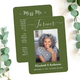 Carte D'accompagnement Forever in Our Hearts Photo Funeral Prayer Card