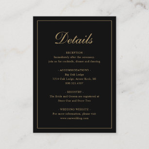 Carte D'accompagnement Formal Traditional Elegant Black and Gold Wedding