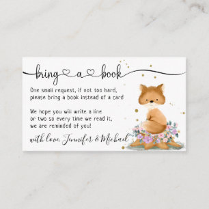 Carte D'accompagnement Fox Baby shower Apportez un livre