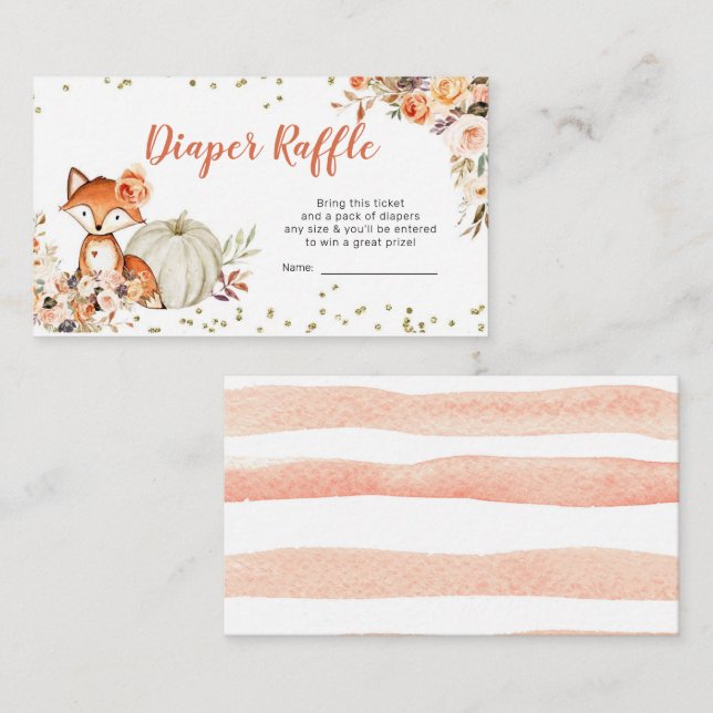 Carte D'accompagnement Fox Oh Girl Automne Citrouille Baby shower Déchets (Devant / Derrière)