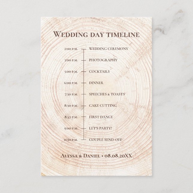 Carte D'accompagnement Fractionnement de bois rustique Jour de mariage Ti (Devant)