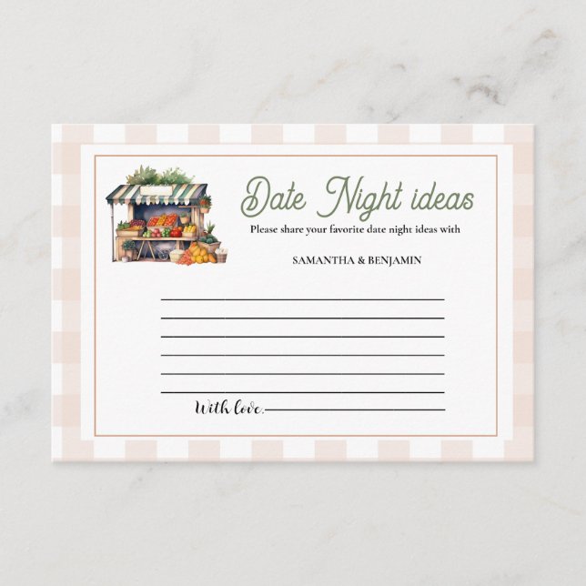 Carte D'accompagnement Fraîche hors du marché Date Night Idea Fête des ma (Devant)