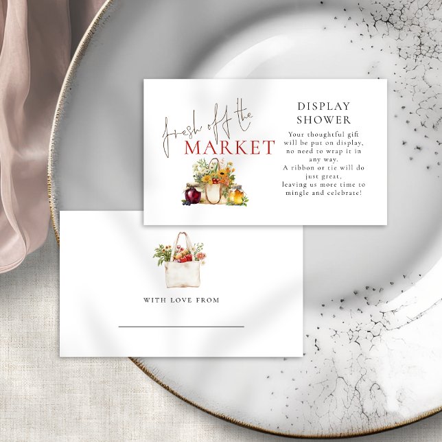 Carte D'accompagnement Fraîche Hors Du Marché Douche À Affichage (Front and back view)