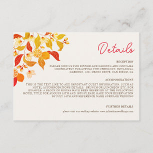 Carte D'accompagnement Fraîcheur Citrus Foliage Mariage