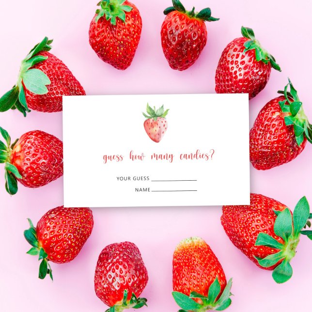 Carte D'accompagnement fraise - baby shower devinez combien de bonbons (Créateur téléchargé)