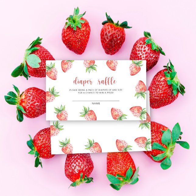 Carte D'accompagnement Fraises - baby shower de tombola de couche (Créateur téléchargé)