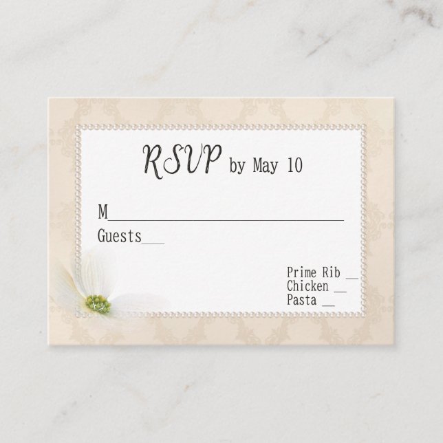 Carte D'accompagnement Frame perle sur Damask RSVP (Devant)