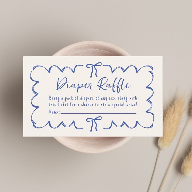 Carte D'accompagnement Frame Wavy Whimsical Raffle Baby Boy Douche (Créateur téléchargé)