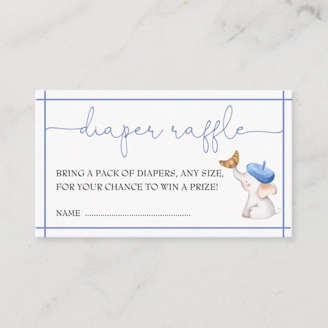 Carte D'accompagnement Français Bonjour Bebe Blue Boy Diaper Raffle (Devant)