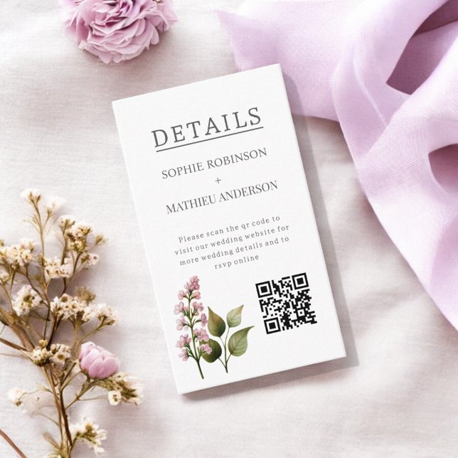 Carte D'accompagnement Français Lilac Aquarelle Florale Élégante Printemp (Créateur téléchargé)