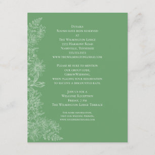 Carte D'accompagnement Fresque GreenWhite Floral Détails sur le Mariage