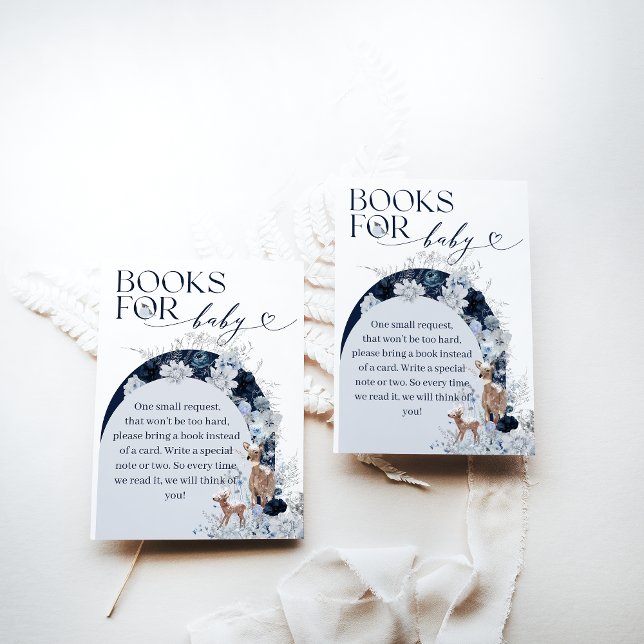Carte D'accompagnement Froid hors hiver Floral Deer Baby shower Books (Créateur téléchargé)