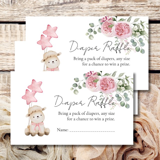 Carte D'accompagnement Fromage Raffle doux Petit Agneau Rose Roses Fleur (Créateur téléchargé)