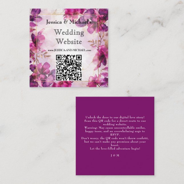 Carte D'accompagnement Fuchsia Enchantement : Aquarelle (Devant / Derrière)