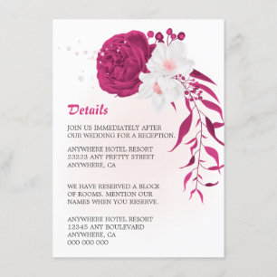 Carte D'accompagnement fuchsia extraordinaire et florale blanche