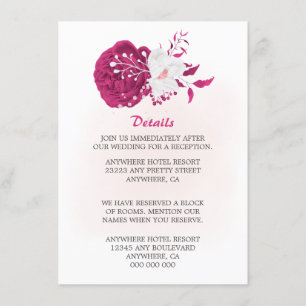 Carte D'accompagnement fuchsia extraordinaire et florale blanche