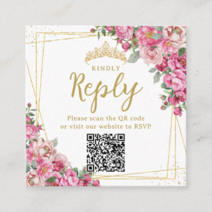 Carte D'accompagnement Fuchsia rose Quinceanera Sweet 16 RSVP QR