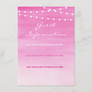 Carte D'accompagnement Fuchsia Watercolor String Lights Informations clie
