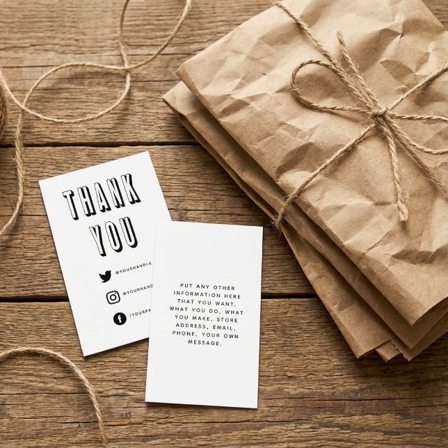 Carte D'accompagnement Fun bold 3D merci les médias sociaux blancs et noi (Créateur téléchargé)