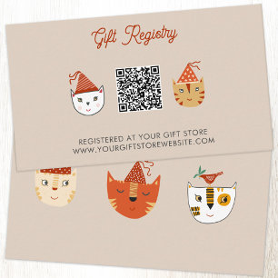 Carte D'accompagnement Fun Kitty Chat Baby shower Cadeau Registre des cad