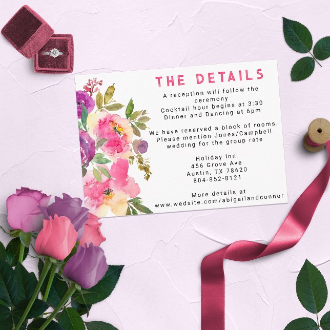 Carte D'accompagnement Fun Vibrant Violet Fuchsia Floral (Créateur téléchargé)